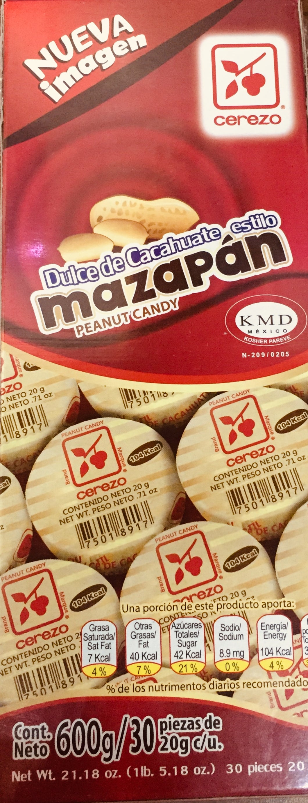 Cerezo Mazapan 30 Pzas 20g c/u