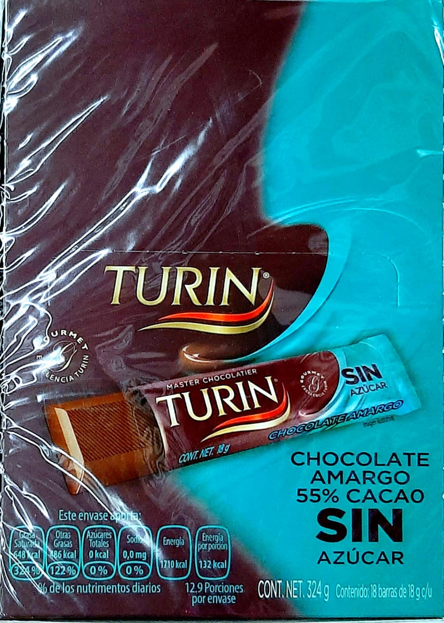 Turin Chocolate SIN AZUCAR/18 Pzas