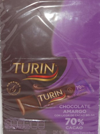 Turin chocolate amargo 70% cacao 18 pzas