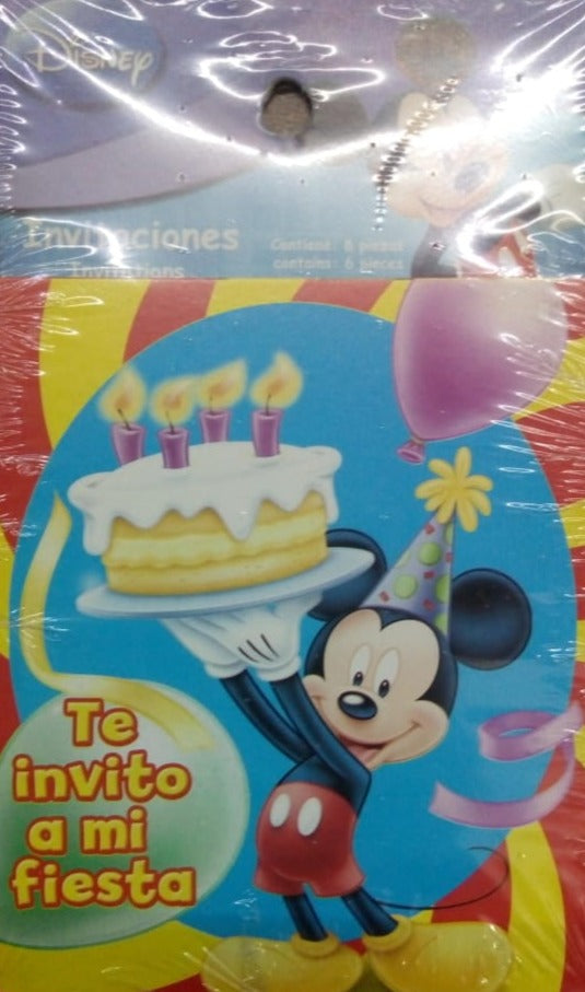 Invitación Personaje Mickey 6 pzs